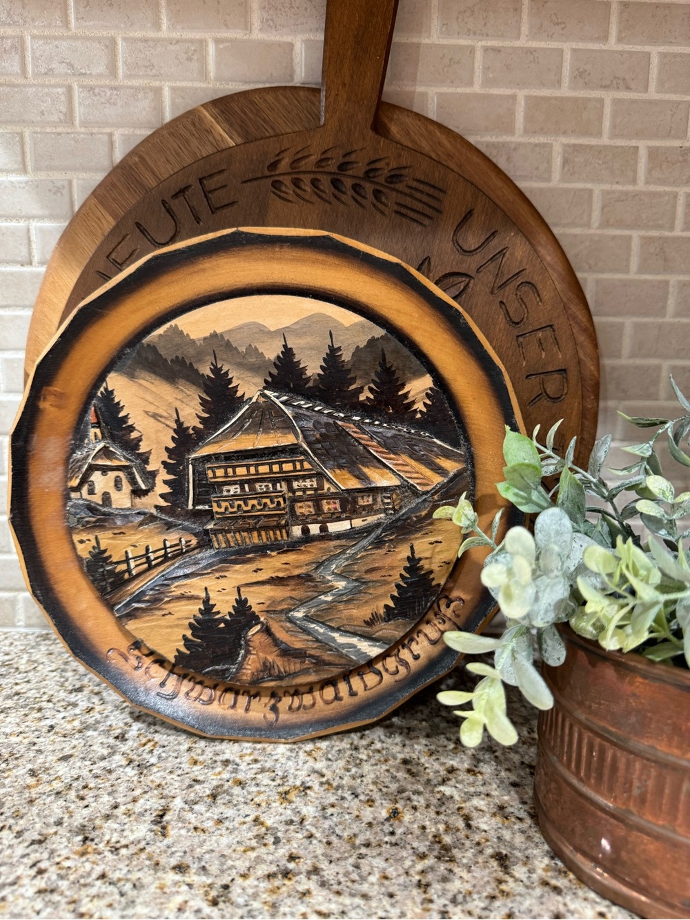 Vintage Rustic Brown Alpine Wall Plate